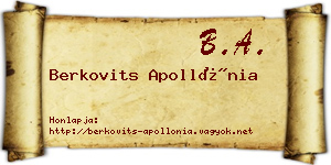 Berkovits Apollónia névjegykártya